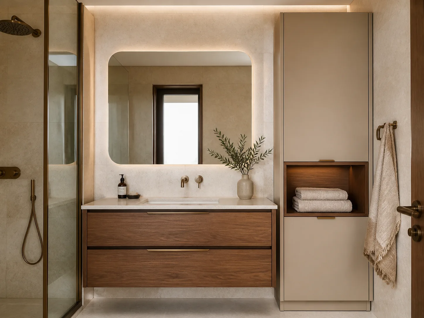 Kompakt modüler banyo dolabı